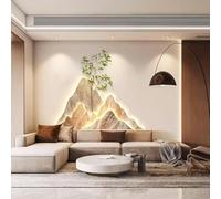 Art Wall Sculptures to Hang On The Wall with LED Light, Wall Art Decorations Lamp, Lobby Decorative Paint Glass Ceramic Head Panel (Multi-ColorRed-C, 47.24x28.