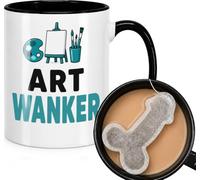 Art Wanker Rude Mug Gift for Him - Funny Mug Gift for Artists & Art Teachers - Novelty Creative Coffee Cup with Hidden Prank Rude-Shaped Tea Bag Joke - Office Work Colleague Gift - Secret Santa idea
