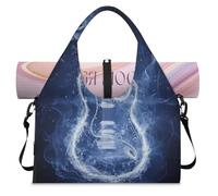 Art Water Guitar Sports Duffle Bag with Shoe Compartment Weekend Overnight Bags Tote Cabin Luggage Bag for Gym Yoga Travel