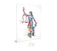 Art Watercolor Canvas Wall Art Print Scales of Justice Lawyer Office Living Room Decor Wall Art Judge Law Wall Hanging Lawyer Pass Gift 60x90cm(23.6x35.4inch) Unframed
