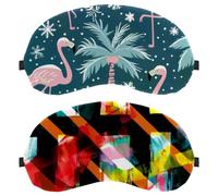 Art Watercolor Geometry Grid 2-Pack Eye Patch and Eye Masks Set, Light-Blocking, Soft, Breathable Sleep Mask Kit