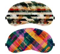 Art Watercolor Geometry Plaid Pattern 2-Pack Light-Blocking Soft Breathable Eye Masks with Eye Patches and Sleep Masks