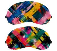 Art Watercolor Geometry Srtipes 2-Pack Light-Blocking Soft Breathable Sleep Mask Eye Patch Eye Cover