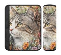 Art Watercolor Painting Cat Flower 2 pcs Seatbelt Shoulder Strap Cushion Protects Your Neck and Shoulders for Truck forro para cinturon de seguridad