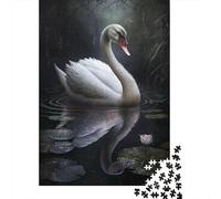 Art White Swan Puzzle Difficult Hard Paper Rectangular Jigsaw Puzzle for Adult Children Unique Gift 1000pcs (38x26cm)