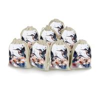 Art with Lily Flowers Birds Watercolor Bunches Pocket Cotton And Hemp with Drawstring 8 Pieces Reusable Gift Bags Jewelry Pouch for Wedding DIY Craft Party (4.9 X 6.7 Inch)