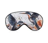 Art with Lily Flowers Birds Watercolor Sleep Mask for Women Men Side Sleeper Eye Cover with Adjustable Strap Soft Breathable Blackout Mask Slip-Free Deep Sleeping Travel Essentials