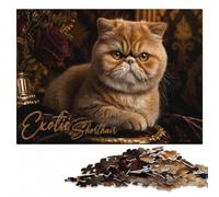 Art Wooden Puzzle, Adults, Exotic Shorthair Portrait, 1000 Pieces | Thoughtful year-end gift: activity for family time.