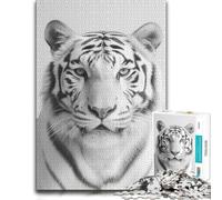 Art Wooden Puzzle, Adults, Exotic White Tiger Big Cat, 1000 Pieces | Border-first building: easier piece organisation on quiet evenings.
