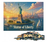 Art Wooden Puzzle, Adults, Statue of Liberty, United States, 1000 Pieces | Visual matching and sorting - a simple way to organise the image at home.