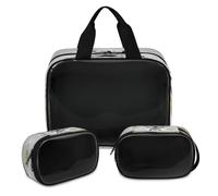 Art Zebra Animal Print Makeup Bag for Women Men, Translucent Cosmetic Bag Wash Pouch Shower Bag 3 Pcs Travel Toiletry Toiletries Cosmetic Organizer