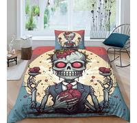 Art Zombie Comforter Cover Set Duvet Cover Kids Boys Adults 3D Pattern Cartoon Zombies Quilt Cover Bedding Set Microfiber Bedspread Cover with Pillowcase 2Pcs Bedding Single（135x200cm）