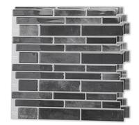 Art3d 10-Sheet Peel and Stick Backsplash Tile, Vinyl Stick On Wall Tile for Kitchen Bathroom Laundry Room, Marble Design 12" x 12" - Smoky Black
