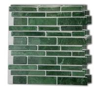 Art3d 10-Sheet Peel and Stick Backsplash Tile, Vinyl Stick On Wall Tile for Kitchen Bathroom Laundry Room, Marble Design 12" x 12" - Green