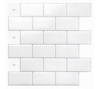 Art3d 10-Sheet Peel and Stick Tile Backsplash -30 * 30cm Premium Kitchen Backsplash Peel and Stick Tile, Bright White(with Grout)