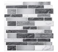 Art3d 10-Sheet Self-Adhesive Tile Backsplash for Kitchen, Vinyl Decorative Marble Tiles, 30 * 30cm Wall Tiles for Living Room Kitchen and Bathroom