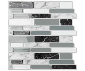 Art3d 10-Sheets Peel and Stick Kitchen Backsplash Tiles, 12"x12" Self-Adhesive Marble Grey Wall Tiles for Kitchen and Bathroom