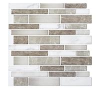 Art3d 10 Sheets Premium Self-Adhesive Kitchen Backsplash Tiles in Marble, 30 * 30cm