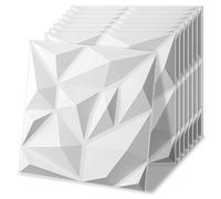 Art3d 100 Pack Decorative 3D Wall Panels, 97 Sq.Feet PVC Interior Wall Decor for Office, Bedroom, Kitchen, 11.8"x11.8", White
