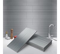 Art3d 100-Pieces Peel and Stick Stainless Steel Backsplash Self-Adhesive Metal Tiles, 3" x 6" Subway Stove Backsplash (Not Magnetic)
