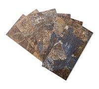 Art3d 102-Piece Faux Stone Peel and Stick Backsplash Tile, Waterproof Thick PVC Stick on Subway Wall Tile for Kitchen Bathroom Laundry Room Fireplace, 3" x 6" Rust Slate