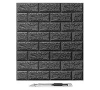 Art3d 10Pcs 3D Brick Wallpaper in Black, Faux Foam Brick Wall Panels Peel and Stick, Waterproof for Bedroom, Living Room, and Kitchen Decor (14.5 Sq.Ft)