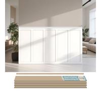 Art3d 10PCS Wall Panelling Kit Shaker, Paintable Wainscoting MDF Wall Panel for Interior Wall Cladding Decor 120 x 7.5 x 0.9cm Easy-Install Feature Wall Molding Trim Slat with Edge Strip