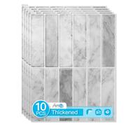 Art3d 11.4 x 9 Inch Heavy-Duty Peel and Stick Backsplash for Home Décor, 10-Pack Vinyl Wall Tiles for Kitchen Countertop, Gray Marble