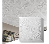 Art3d 12-Pack Drop Ceiling Tiles 2x2 FT, Decorative Easy Install PVC Ceiling Panels for Interior Kitchen Bathroom Basement, 24x24 Inch, White