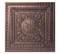 Art3d 12-Pack Drop Ceiling Tiles Glue up Plastic Acoustic Antique Copper Ceiling Panels 605mm x 605mm - Fit in 600mm x 600mm Cover 48 Sq.ft