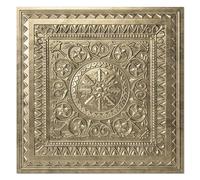Art3d 12-Pack Drop Ceiling Tiles Glue up Plastic Acoustic Antique Gold Ceiling Panels 605mm x 605mm - Fit in 600mm x 600mm Cover 48 Sq.ft
