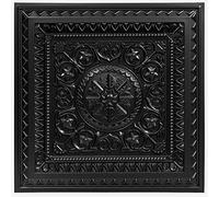 Art3d 12-Pack Drop Ceiling Tiles Glue up Plastic Acoustic Black Ceiling Panels 605mm x 605mm - Fit in 600mm x 600mm Cover 48 Sq.ft