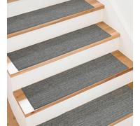 Art3d 15 PCS Self-Adhesive Stair Tread Pads Carpet Mats - 76x20cm Non-slip Step Protectors Reusable Stair Runner Rugs Covers Stair Protection Mats for Indoor Steps Stairs, Black