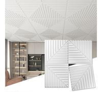 Art3d 24-Pack Drop Ceiling Tiles 2x2 FT, PVC 3D Textured Panels for Interior Wall Decor Living Room Bedroom Office, 24x24 Inch, White