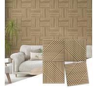 Art3d 33-Pack 3D Panels for Interior Decor, Textured Accent Paneling for Living Room, Bedroom, TV Background, 12"x12" Walnut