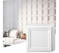 Art3d 33-Pack 3D Textured Accent Wall Panel for Interior Décor, Waterproof PVC Decorative Wall Paneling for Living Room Bedroom Gaming Room Office, 11.8"x11.8" Cover 32.Sq.Ft., White
