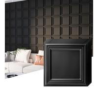 Art3d 33-Pack 3D Textured Accent Wall Panel for Interior Décor, Waterproof PVC Decorative Wall Paneling for Living Room Bedroom Gaming Room Office, 11.8"x11.8" Cover 32.Sq.Ft., Black