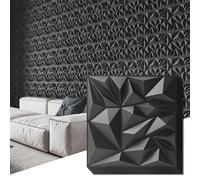 Art3d 33-Pack 3D Wall Panels for Interior Decor, Modern Diamond Textured Accent Paneling for Gaming Living Room TV Background, 12 x 12 Inch Black