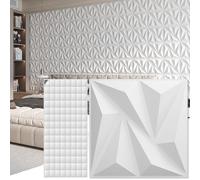 Art3d 3D Wall Panels for Interior Wall Décor with Tape, PVC Diamond Textured Wall Panels, Accent Wall Panels for Living Room Lobby Bedroom Hotel Office, 12''x12'', 20 Pack, White