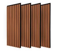 Art3d 4-Pack Acoustic Wood Slat Wall Panels for Interior Decor, 3D Fluted Sound Absorbing Wood Paneling for Accent Wall Ceiling Kitchen Living Room Bedroom Office, 23.6 x 11.8 inch Walnut