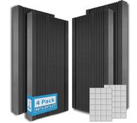 Art3d 4-Pack Wedge Design Acoustic Foam Panels, 48" x 24" x 2" High-Density Soundproof Foam Wall Panels for Wall, Ceiling, Quick-Recovery Noise Dampening Panels for Office, Studio and Home