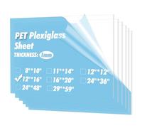 Art3d 5-Pack of 12" x 16" Clear Acrylic Sheets, 1mm Transparent Clear Flexible Plastic Sheet Panels for Craft, Picture Frames, Sign Blank, DIY Display Project