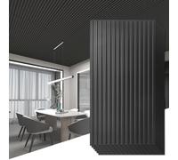 Art3d 6-Pack Slat Design 3D Wall Panels for Interior Wall Decor, 2x4 FT PVC Decorative Drop Ceiling Tiles - Black