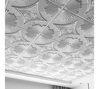 Art3d 61x61cm Drop Ceiling Tiles 24x24 in White Pack of 12, 3D Wainscoting Ceiling Panels Glue Up Cover 48 Sq.ft