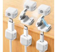 Art3d 8 Pack Magnetic Cable Clips, White Cable Holder Management, Self Adhesive Wire Holder Organiser Backing Cord Organizer for Office Home Organization, Desk, Wall, Nightstand, Phone, Car