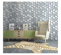 Art3d A12001H20 20-Piece Decorative 3D Wall Panels Faux Leather Tile, Silk Silver Hexagon