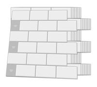 Art3d Backsplash Tile for Kitchen Peel and Stick, 10-Sheet Stick on Subway Tiles for Kitchem, Bathroom, Living Room Back Splashes, 12"x12", White with Gray Grout