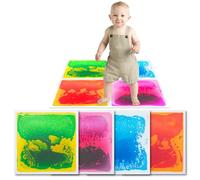 Art3d Colorful Liquid Sensory Floor Tiles for Children, Toddler, Teens, Playroom, Dance Floor for Decorative, 11.8"x11.8" Square, 4 Tiles