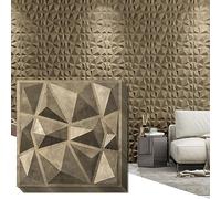 Art3d Decorative 3D Wall Panels in Diamond Design, 12"x12" Antique Gold for Home and Office Decor (33 Pack)