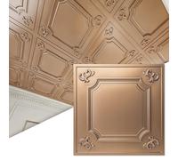 Art3d Drop Ceiling Tiles 605mm x 605mm Fit in 600mm x 600mm (12-Pack, 48 Sq.ft), Bronze Plastic Acoustic Ceiling Tiles Wainscoting Ceiling Panels Glue Up